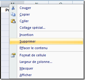 Supprimer une colonne