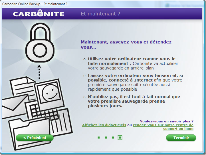 Fin de l'installation