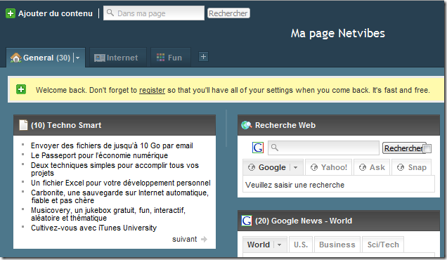 Flux RSS de Technosmart sur Netvibes