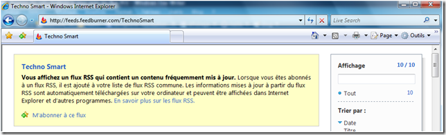 S'inscrire à un flux RSS dans Internet Explorer