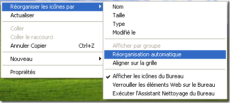 Réorganisation automatique des icônes