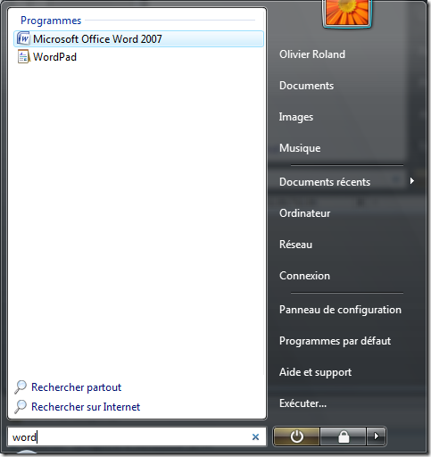 Recherche de Word