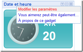 Modifier les paramètres d'un gadget