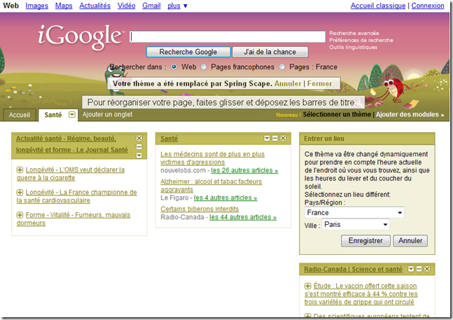 Exemple de thème Google
