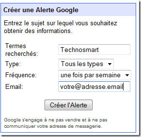 Exemple d'alerte param&eacute;tr&eacute;e